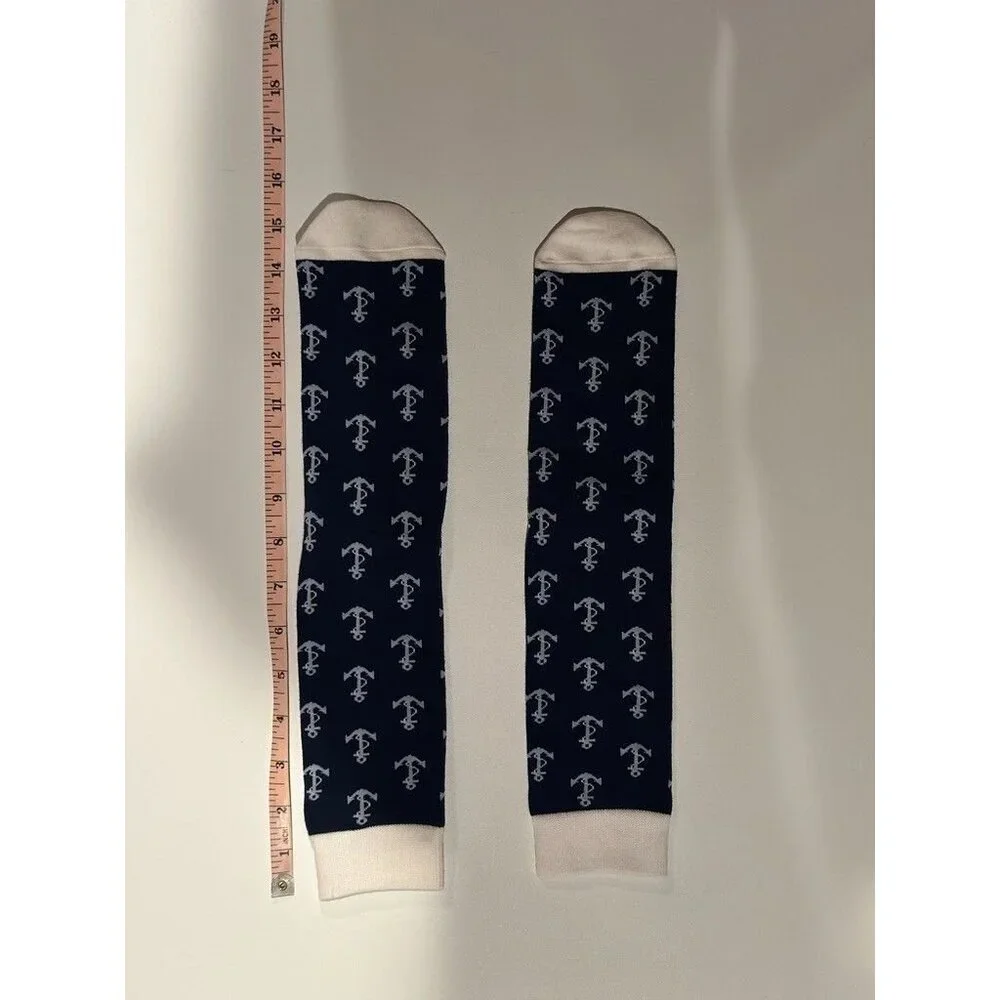 NWOP Navy Blue Anchor Crew Socks Nautical Preppy Sorority Delta Gamma Style 16